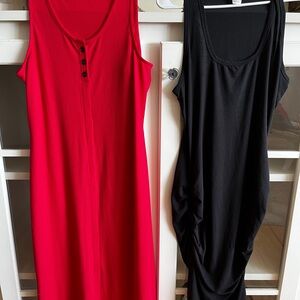 Sleeveless Red and Black Dress Set